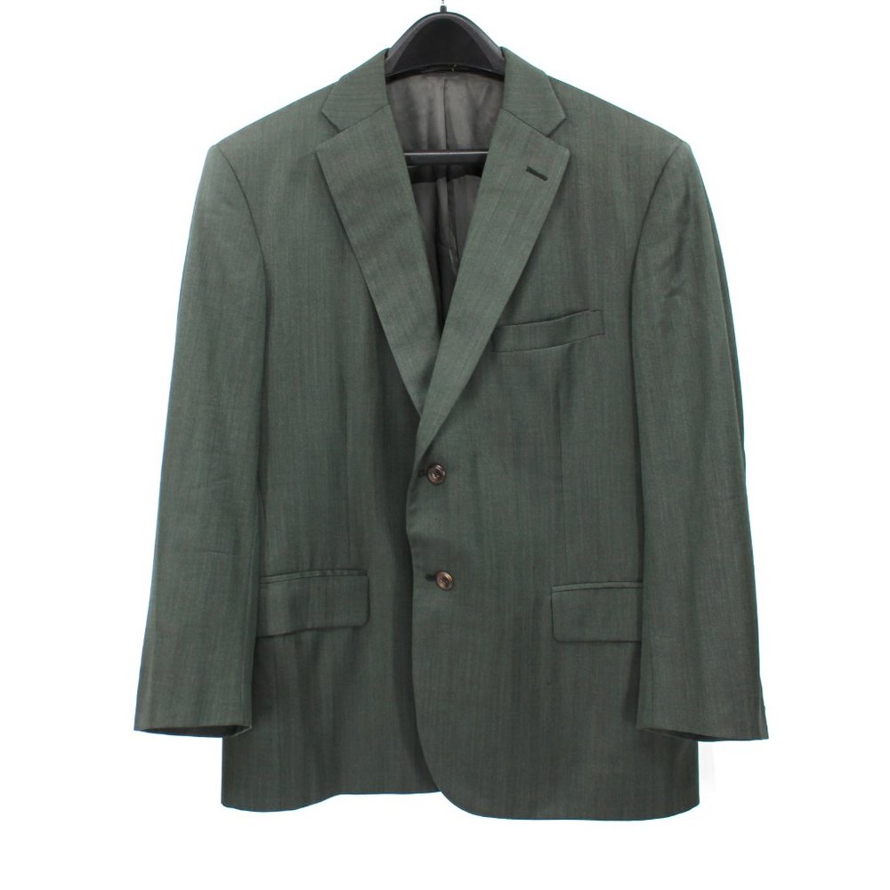 Holland & Sherry Savile Row Green Herringbone Wool Sport Coat 44S